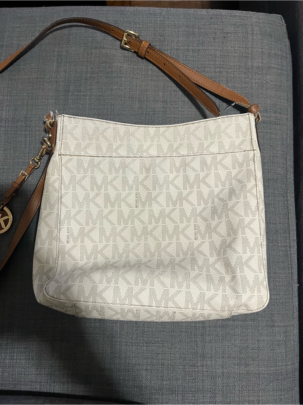 Michael Kors Cream Logo Crossbody with Tan and Gold Hardware - Picture 4 of 5